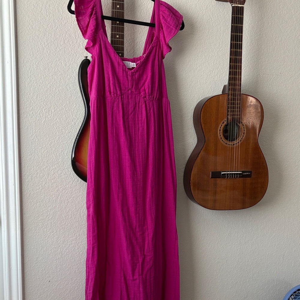 Time and Tru Fuchsia midi dress